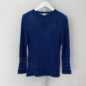 OSCAR DE LA RENTA BLUE SILK COTTON SWEATER SIZE MEDIUM NWOTS!